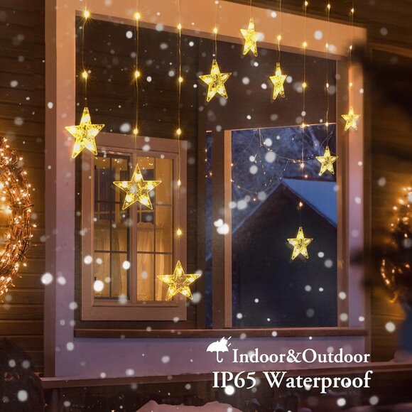 9 STAR LED Indoor Outdoor Curtain String Lights - Beautiful on Windows NIB NEW - Picture 8 of 9